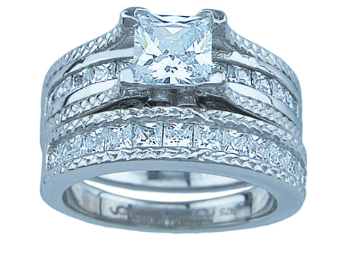 1 25ct princess 925 silver sterling couture engagement ring set